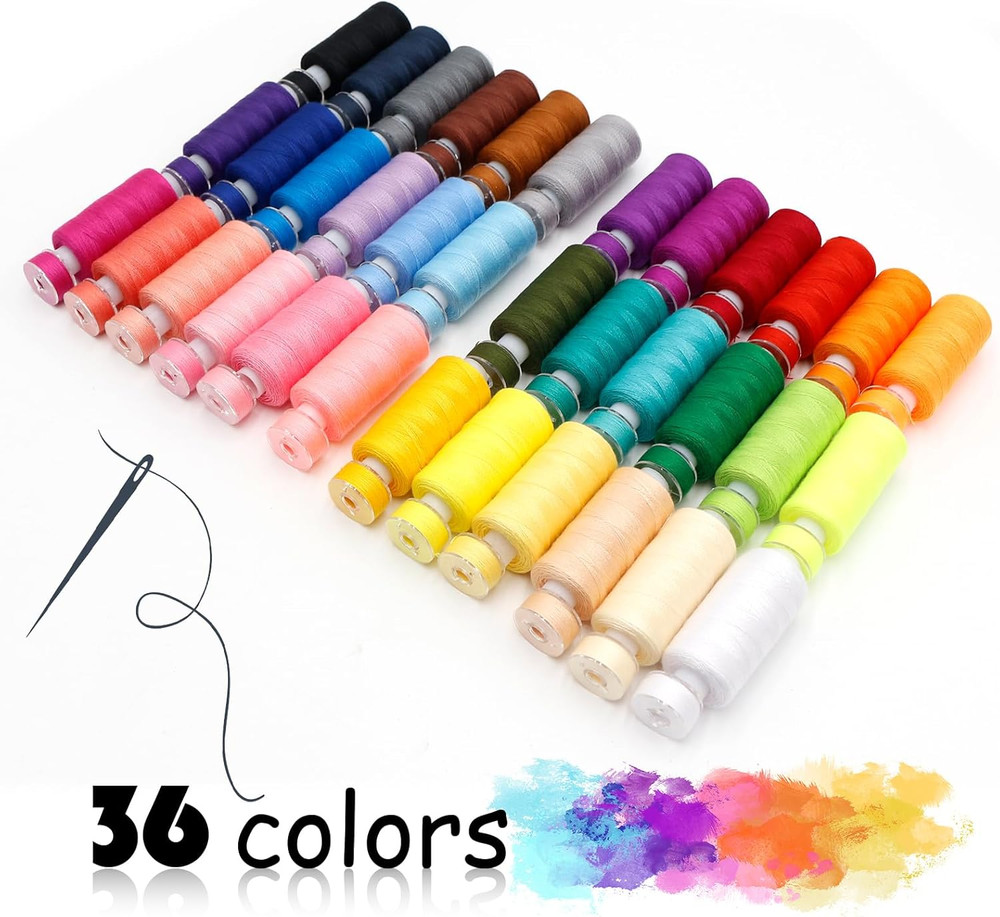 82Pcs Sewing Thread Kit, 36 Assorted Colors Machine Threads with Spools, 36 Same