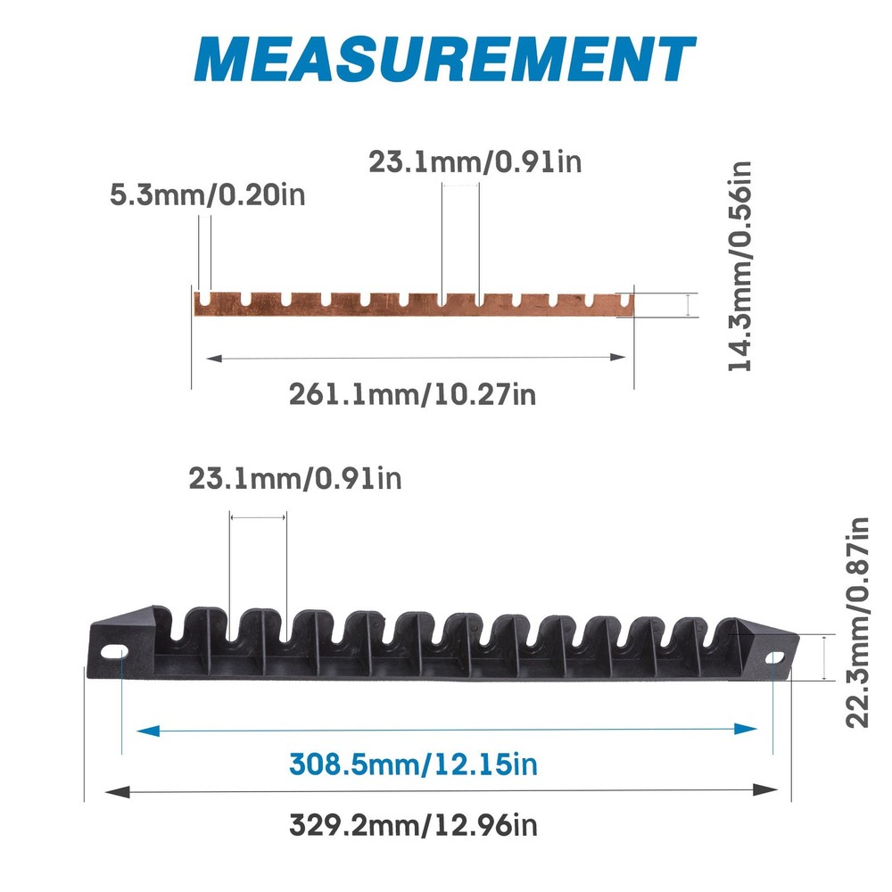 GLOSO E5BB Nylon Bracket / Copper Busbar for Stud Type breakers - (4 - 13 Gangs)