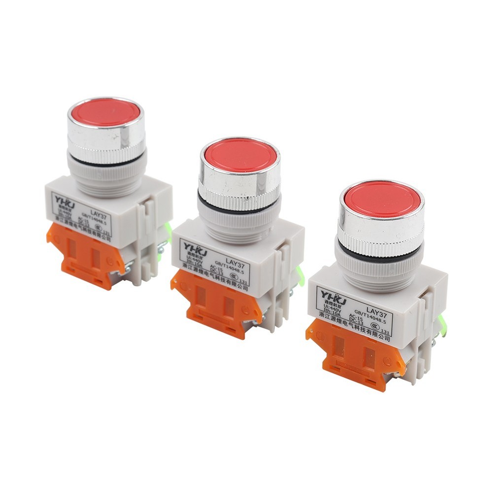3PCS AC 660V 10A 4pin instantaneous push button switch red