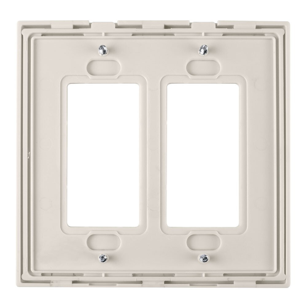 Construct Pro Double Gang Wall Plate with Screwless Face (Light Almond)