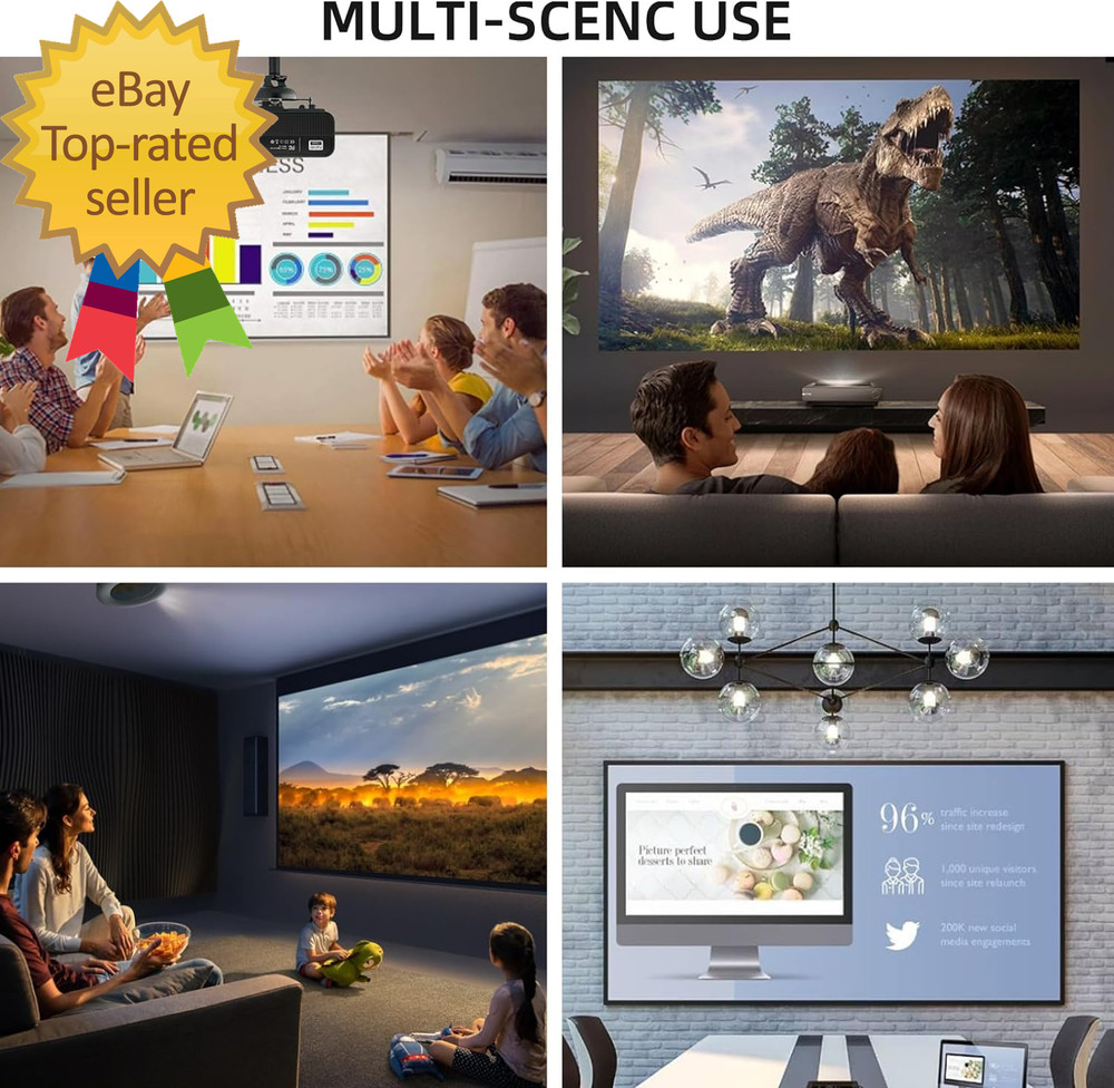Projector Screen Motorized 120 Inch 4:3 HD Electric Projector Screen Pull down w