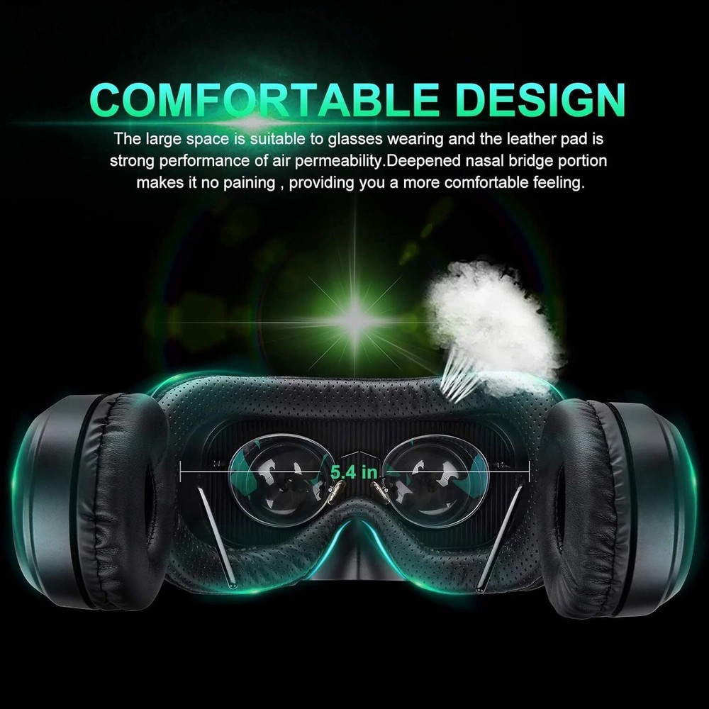 Pansonite Virtual Reality Headset w/ Remote Controller 3D Glasses Earphones