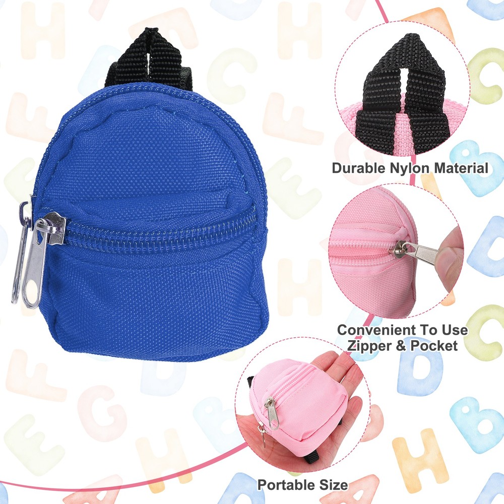 Mini Doll Zipper Backpack, Tiny Doll Backpack(Dark Blue)