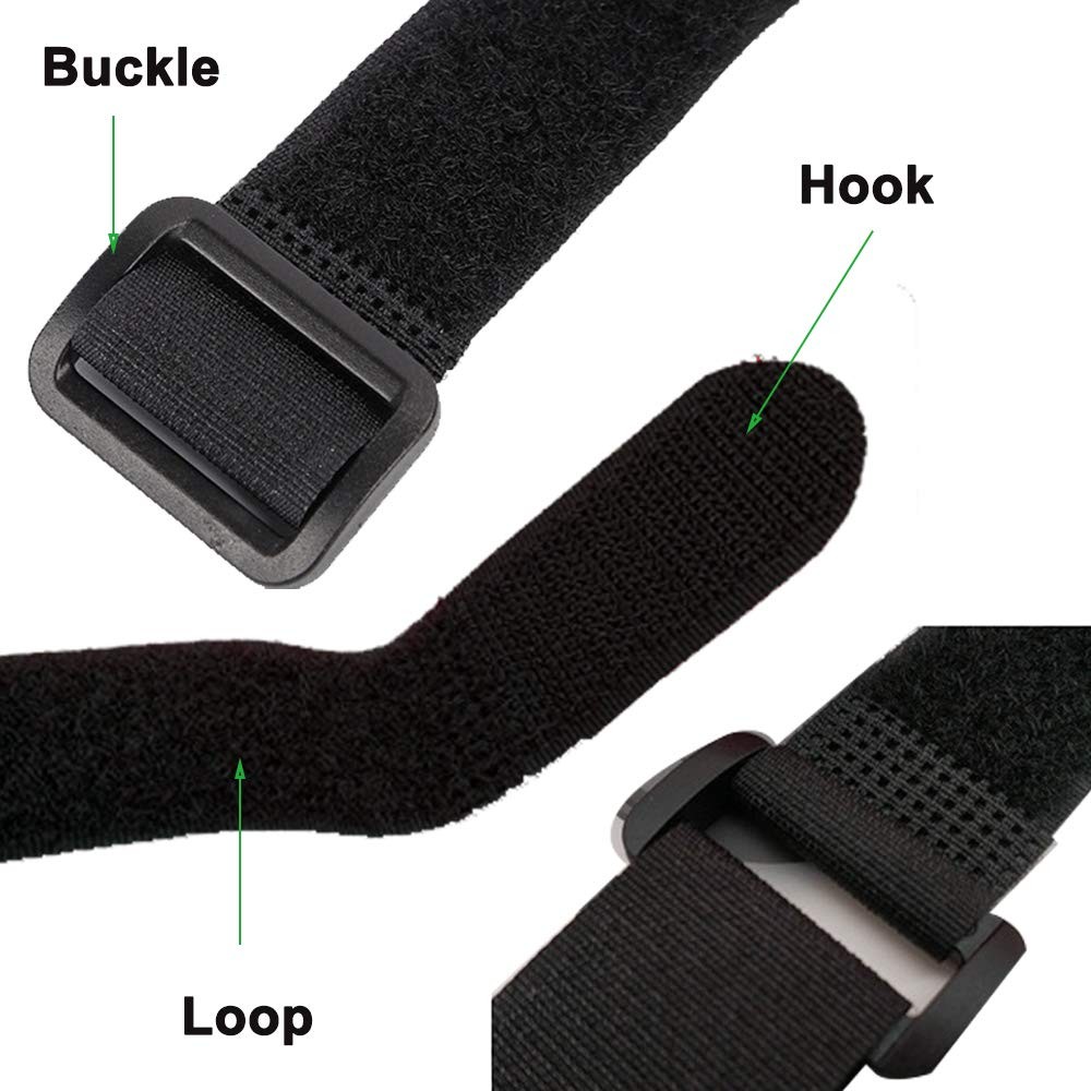 HUAPX Fastening Hook and Loop Cable Straps,10Pack Black Self-Adhesive Cable T...
