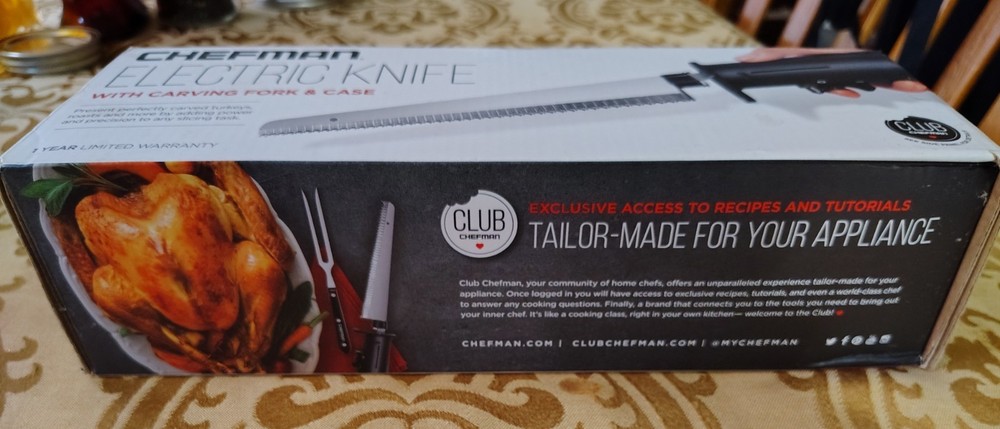 Chefman Electric Knife with Carving Fork & Space Saving Storage Case