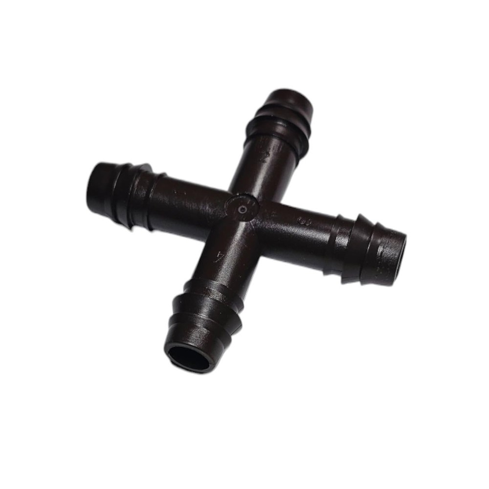 Netafim Techline EZ 12mm Insert Cross – 4-Way Barbed Fitting for Drip