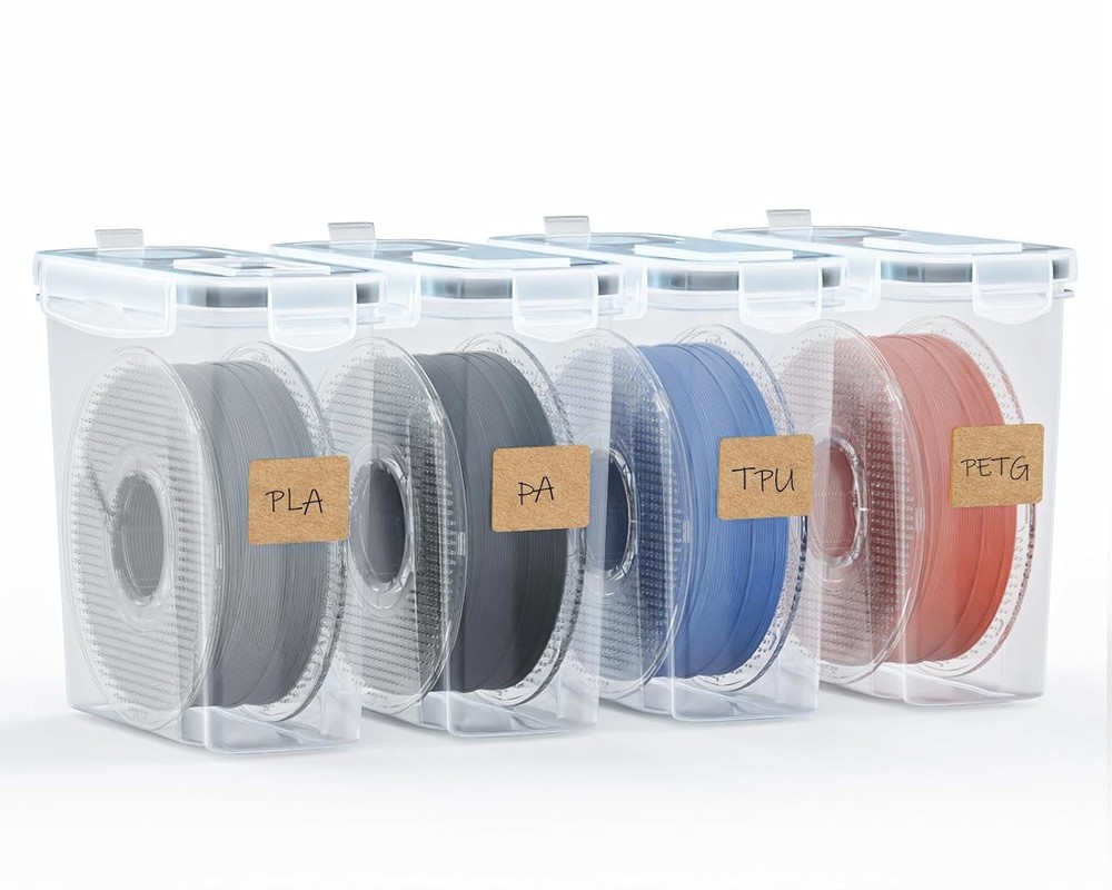 4 Pack Filament Storage Box - Waterproof, Dustproof, with Desiccant & Labels