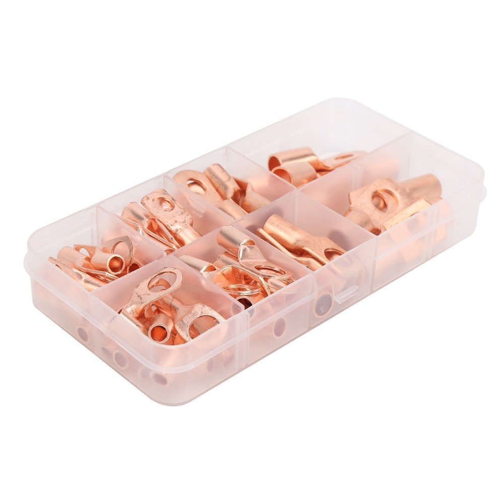 60Pcs Copper Ring Lug Terminals Electrical Wire Cable Crimp Connector SC6-SC25