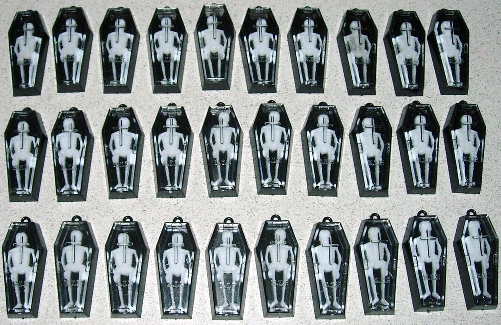 30 Mini Black Coffins With Skeletons