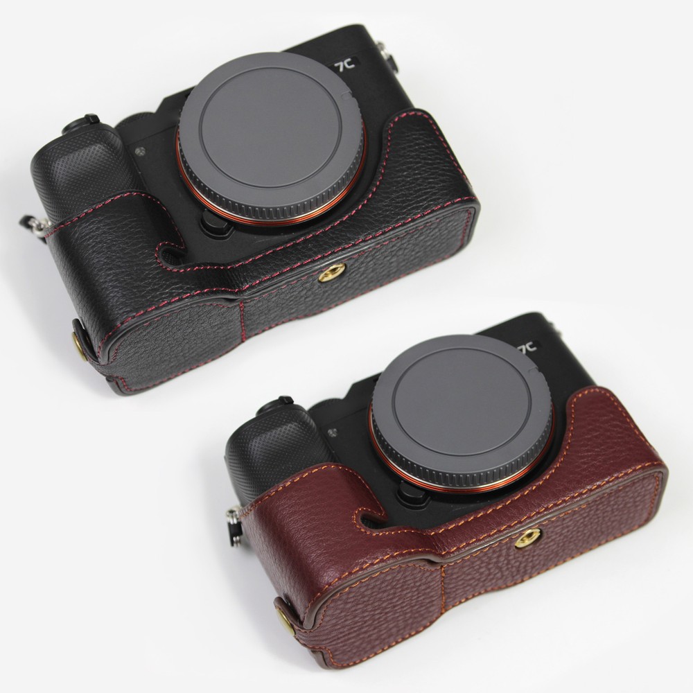 Genuine Real Leather Half Protector Case Grip for Sony Alpha A7C Camera