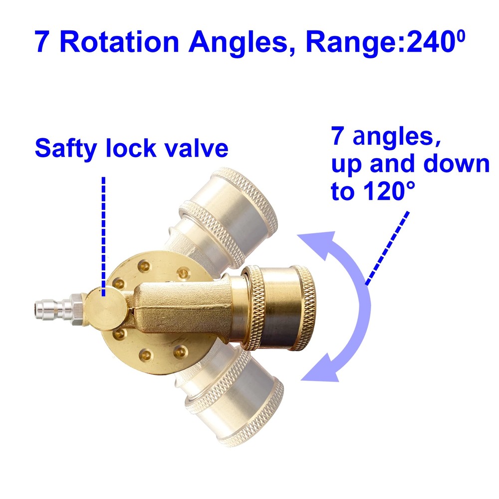 7 Angles Pressure Washer Pivoting Coupler Attachment 1/4 Inch Quick Connect