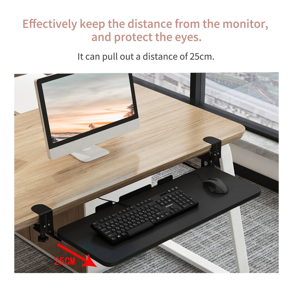 Clamp On Keyboard Tray Under Desk Pull Out Platform Height Adjustable P3U2