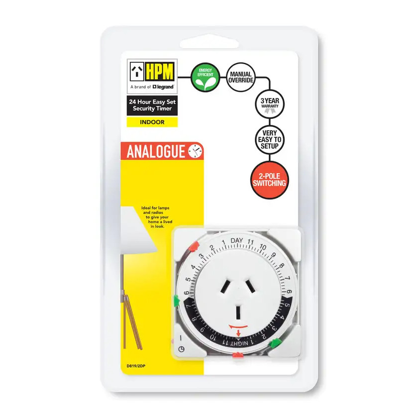 HPM 24 Hour Analogue Security Timer D819/2DP