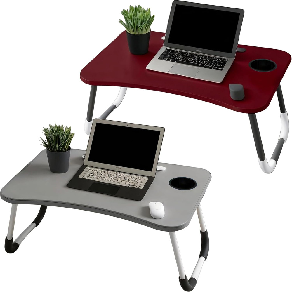 2-Pack Foldable Laptop Table, Breakfast Serving Bed Tray, Lap Desk with Foldable