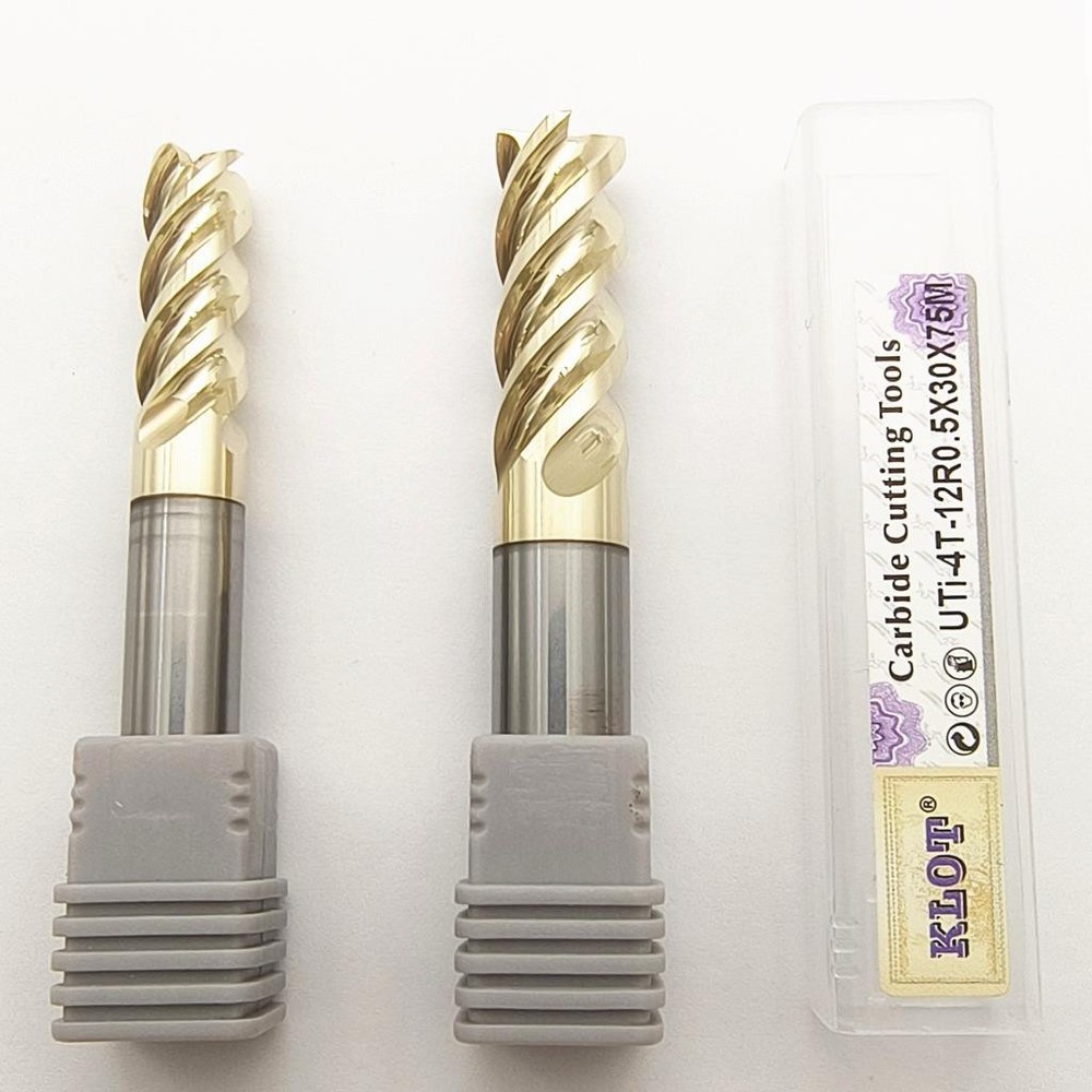 KLOT U-Shaped Flute Corner Radius Solid Carbide End Mill For Titanium Alloy CNC