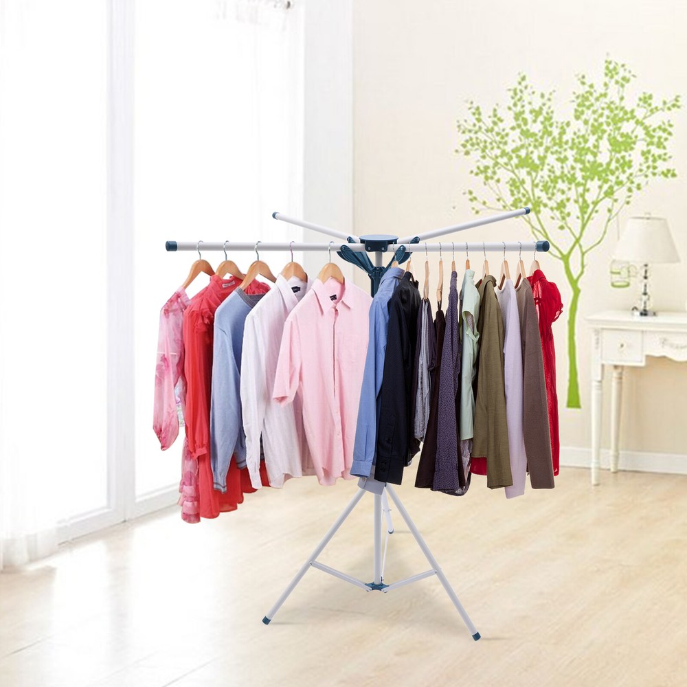 Foldable Drying Rack Space Saving Clothes Dryer Rack Adjustable Height 110-180cm