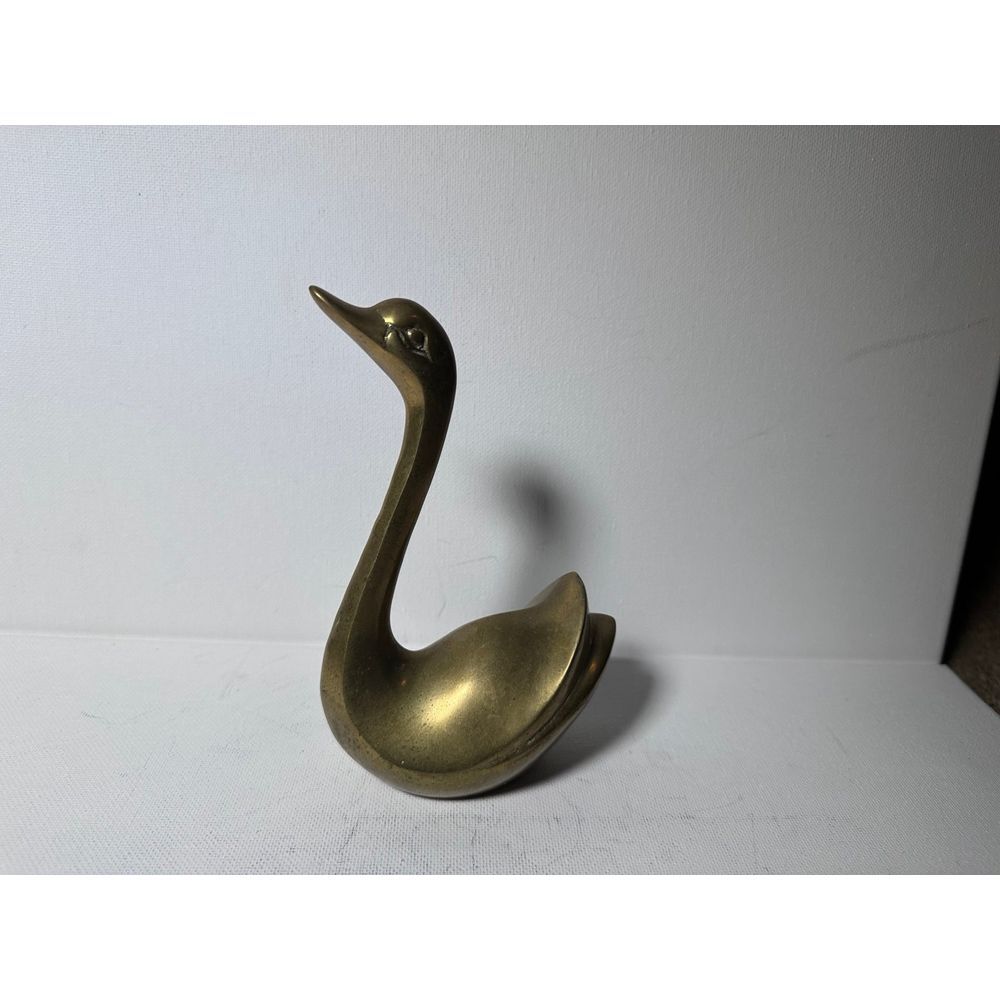 Solid brass goose swimming vintage decor