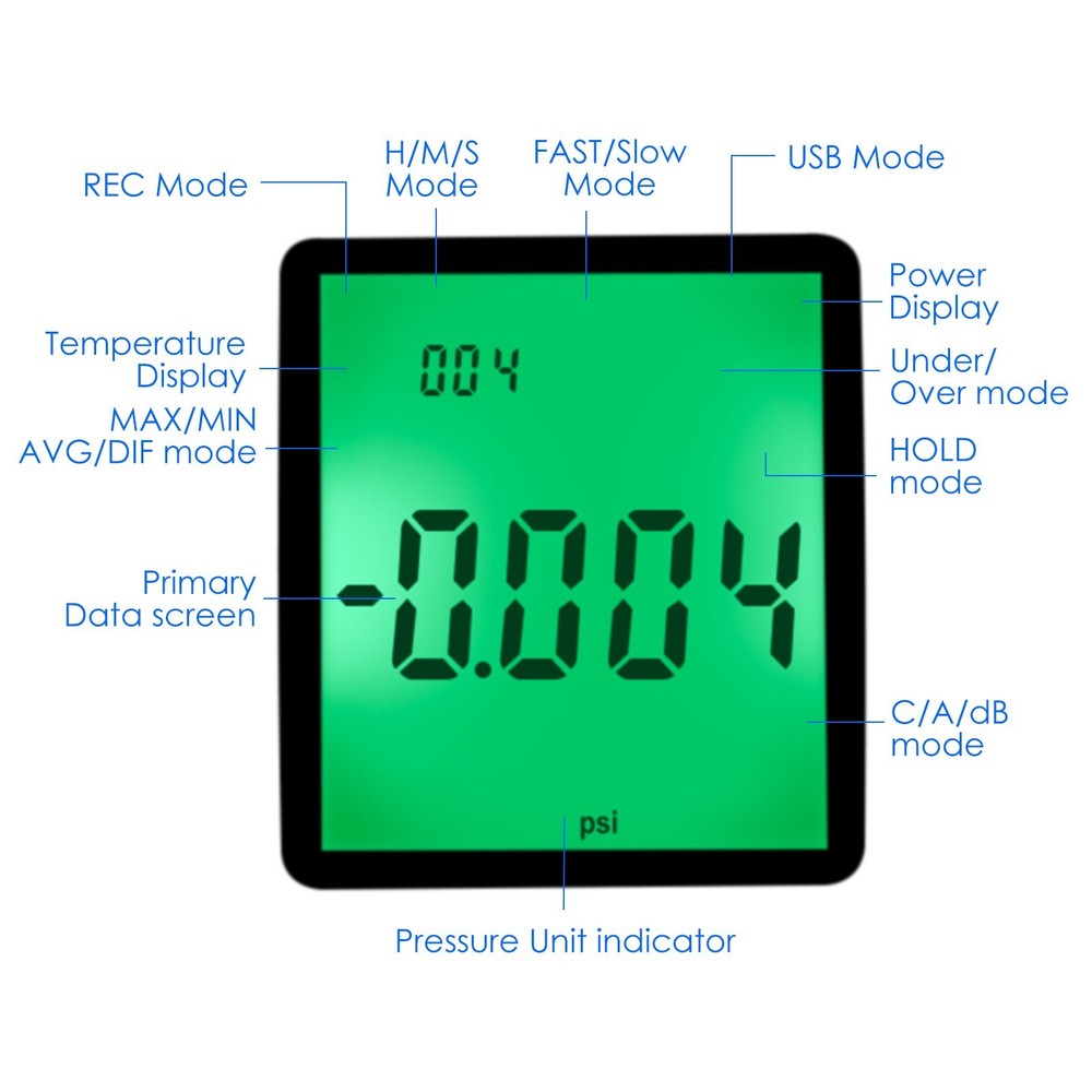 6.45" Dual Differential Gas Pressure Tester Manometer with Data Storage Function
