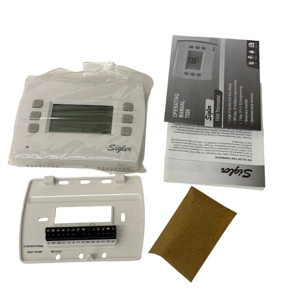 Sigler Model T500 Programmable Thermostat Performance PRO 2H 2C 70331