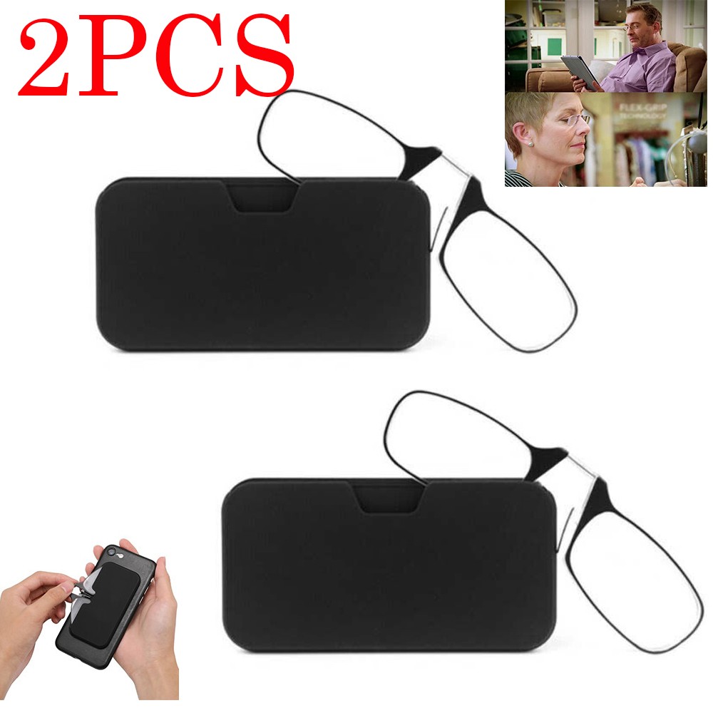 2PCS Anti-fatigue Ultra Thin Reading Glasses Nose Clip Optics Presbyopic+2.0+2.5
