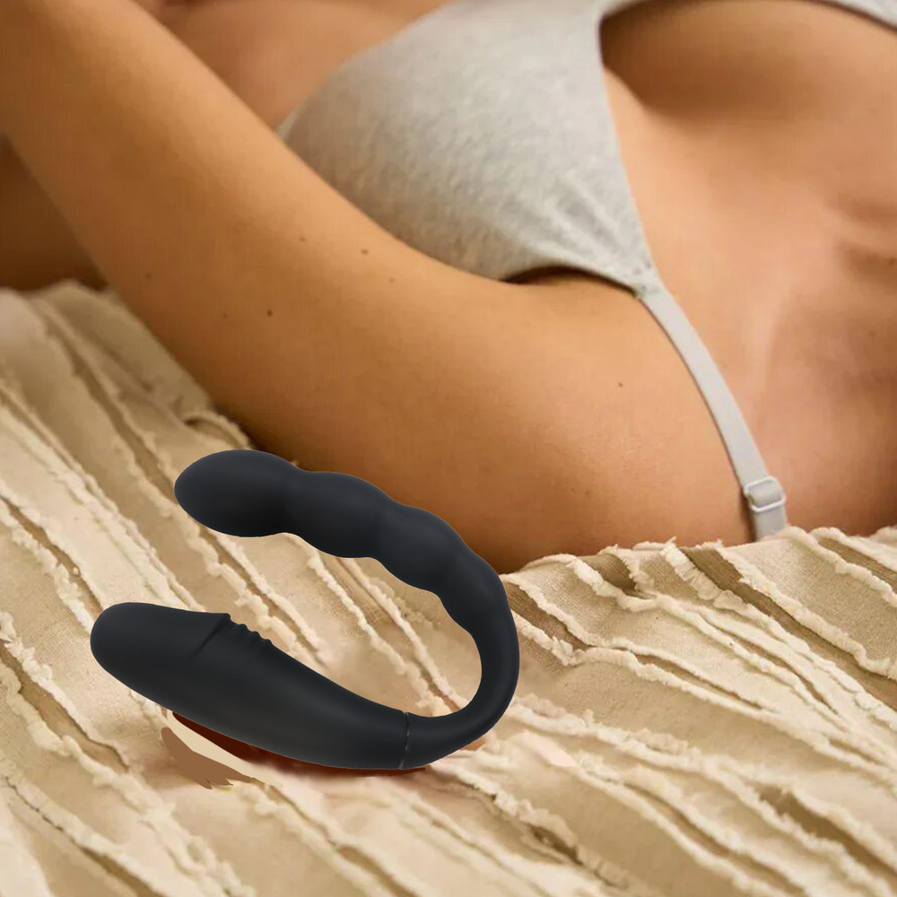 Remote Double-Ended Vibrating Anal Butt Plug Dildo Flexible Silicone For Couples
