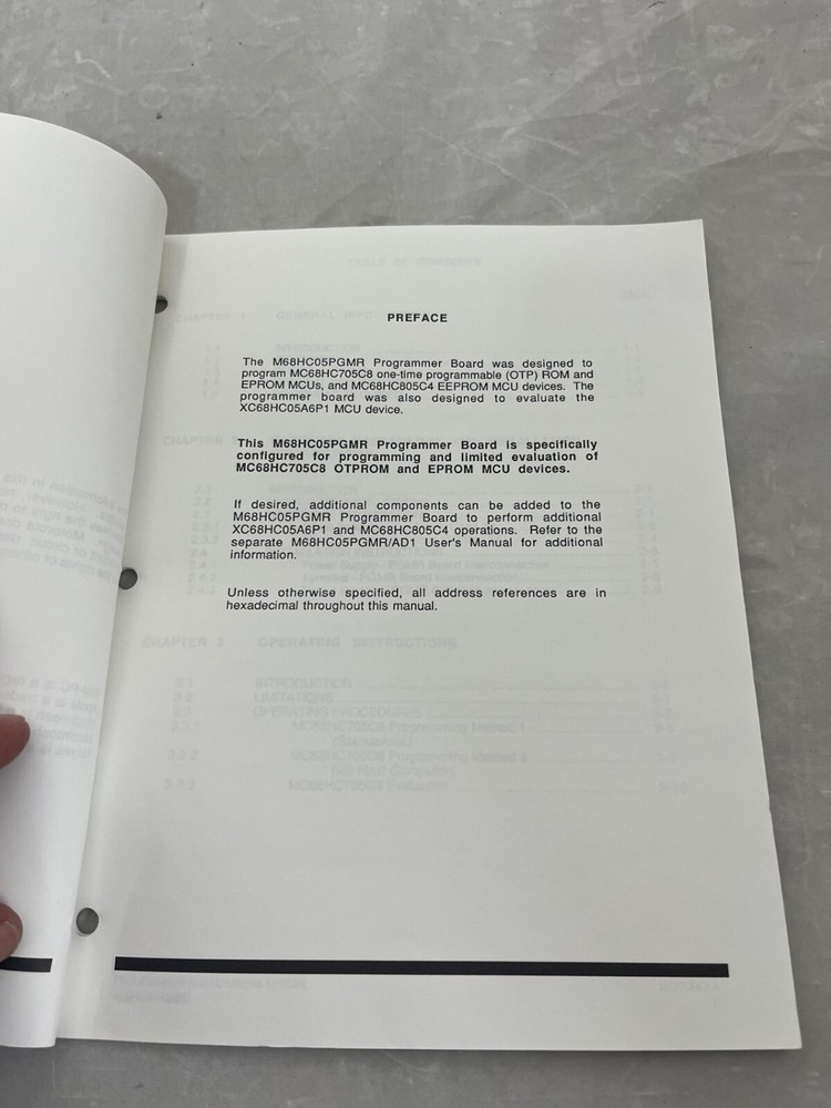 Motorola MC68HC05PGMR2/D1 MC68HC05PGMR Programmer Board User's Manual #2 1989