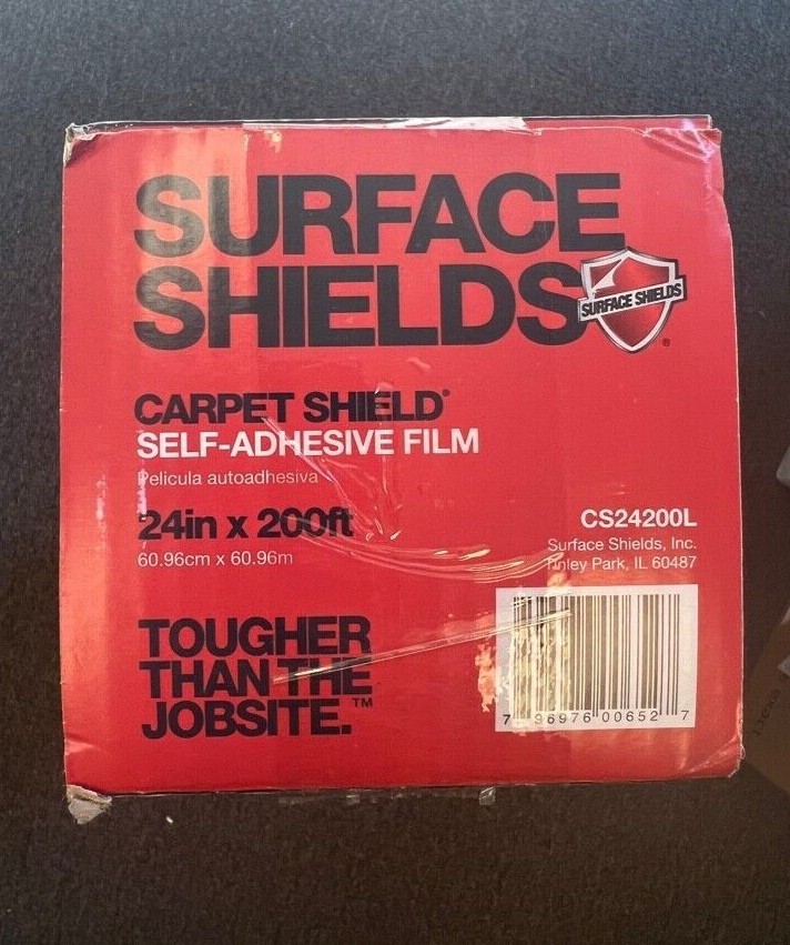 Surface Shield Carpet Self-Stick Plastic Carpet Runner Protection 24in"x200ft'