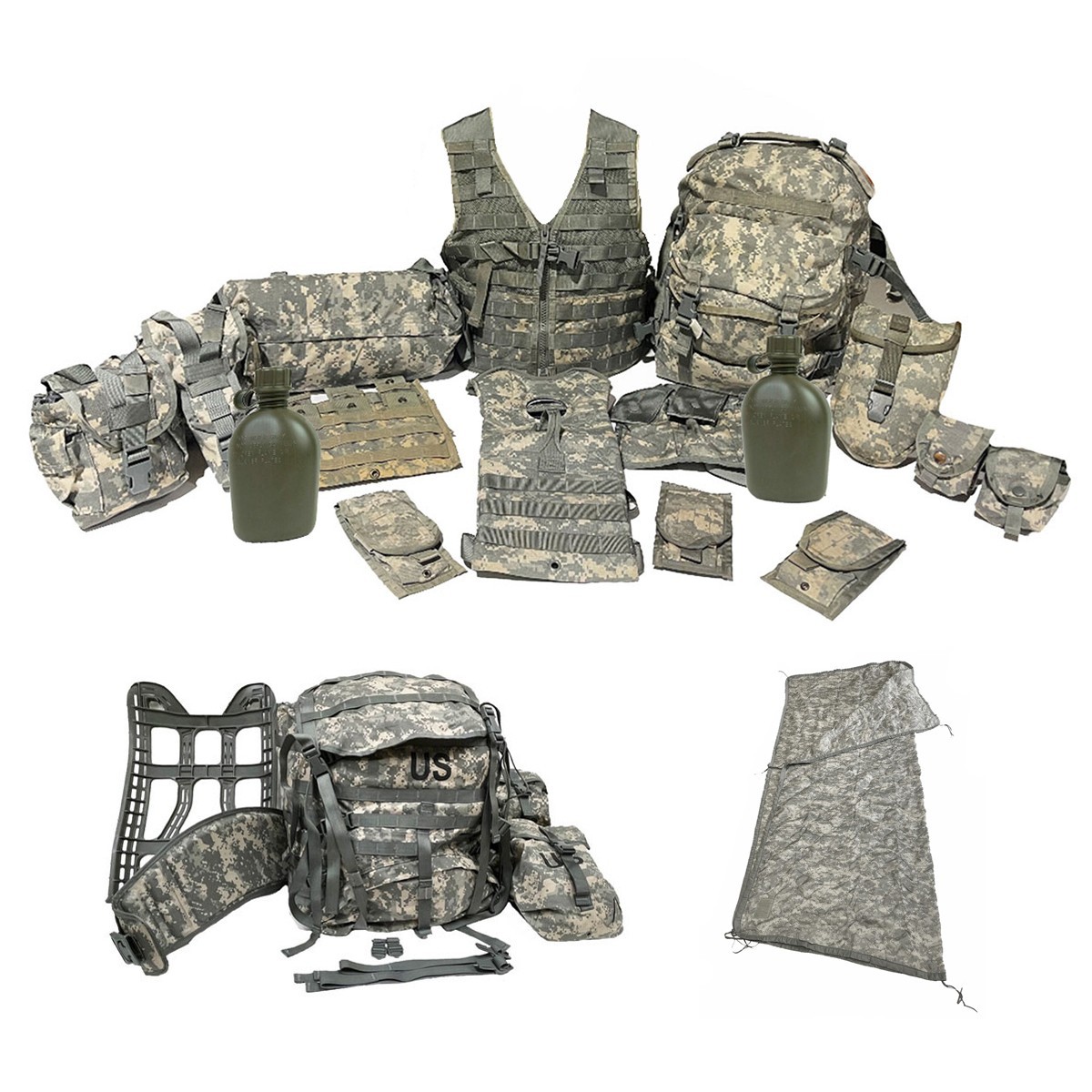 VETERANS SPECIAL! 18 pc Rifleman Kit ACU Comp Set PLUS Ruck Sack & Pocho Liner