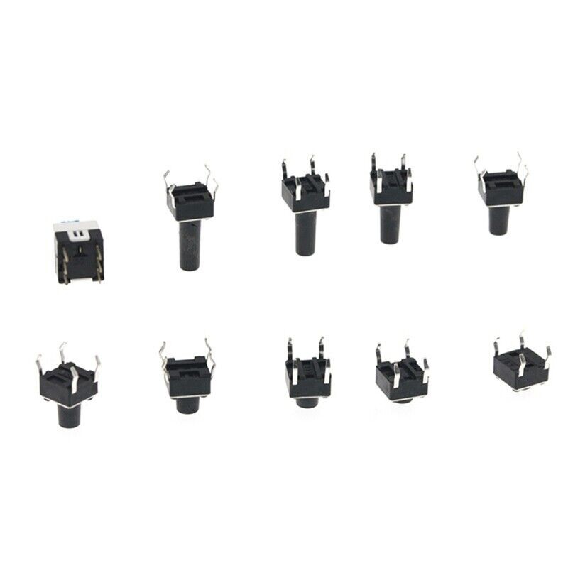 180PCS 10 Type 6X6 Light Touch Switch Push Button Switch Kit Assortment T2N9