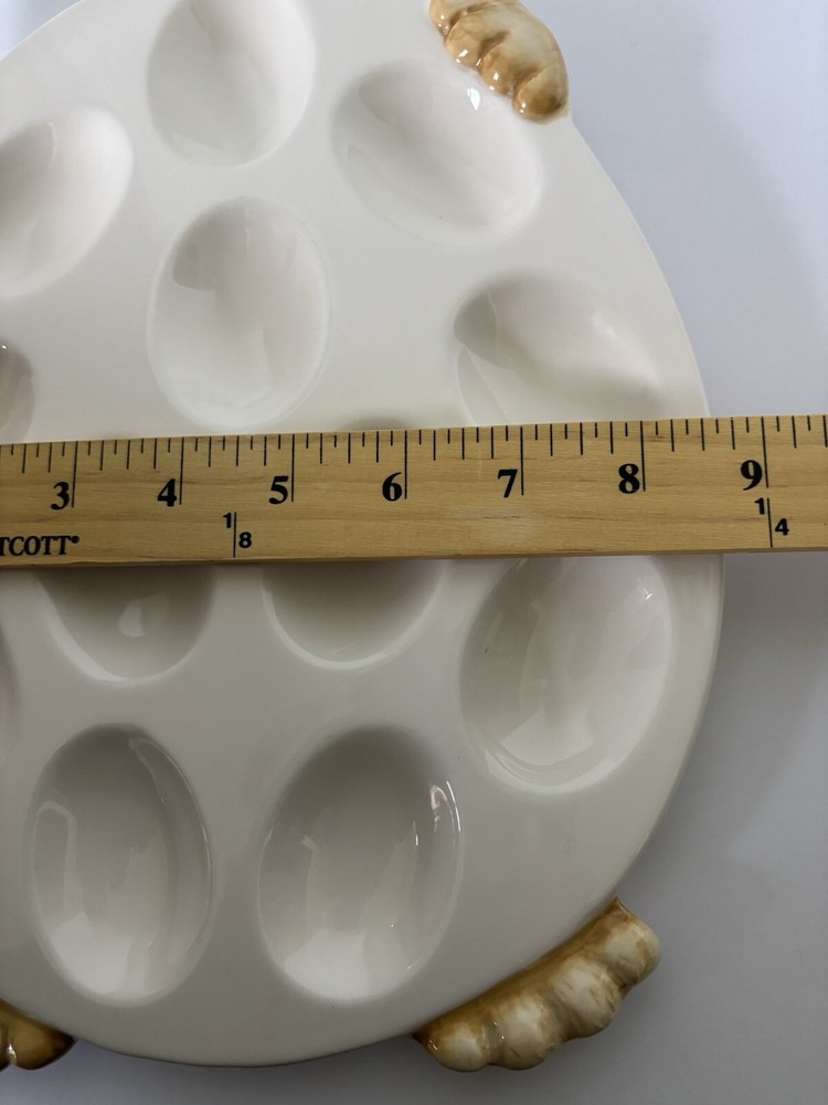 Pier 1 Imports Bunny Rabbit Easter Deviled Egg Serving Tray Platter White Brown