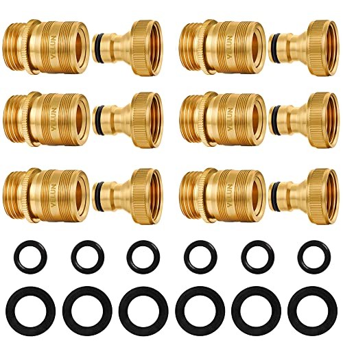 Garden Hose Quick Connect Solid Brass 3/4" GHT External Thread Easy 2 SETS