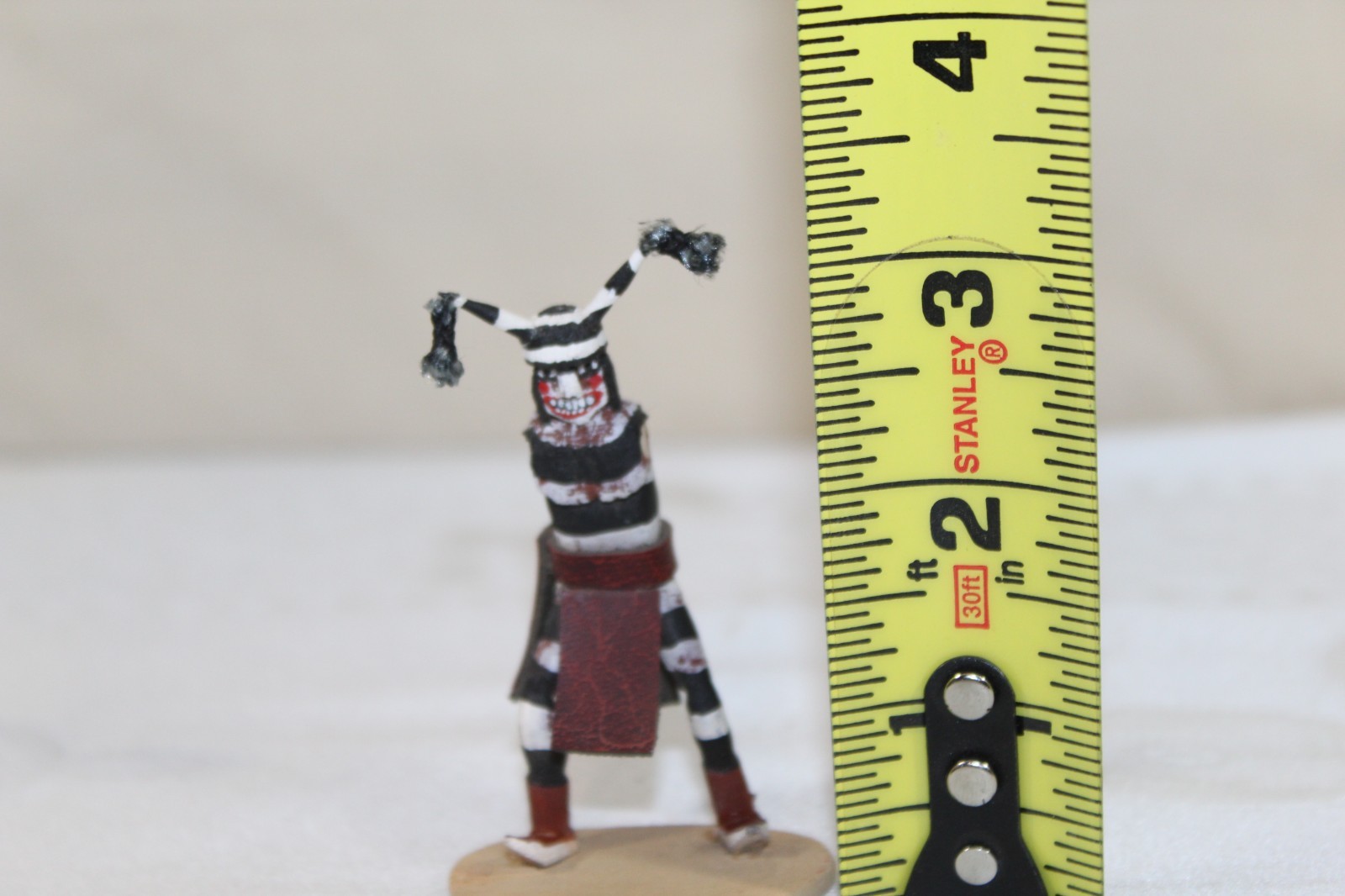 Vintage Hopi Pueblo 3.25" Kachina Doll Hopi Clown Koshare Signed Missing Arms