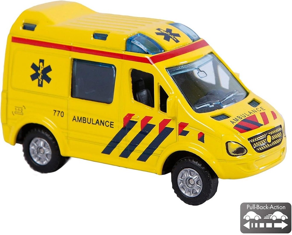 Speelgoed 520085 Car Diecast Pull Back Ambulance, 8 cm