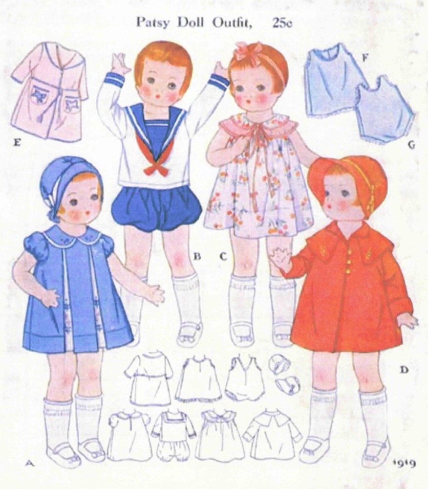 5-Pattern Packs for 16" Patsy Dolls - 19 Outfits!