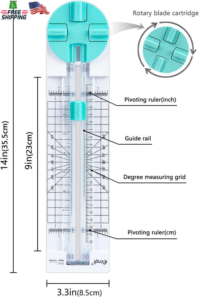 Multi-Function Paper Trimmer Cutter 4 Blades Straight Wave Dotted Perforated