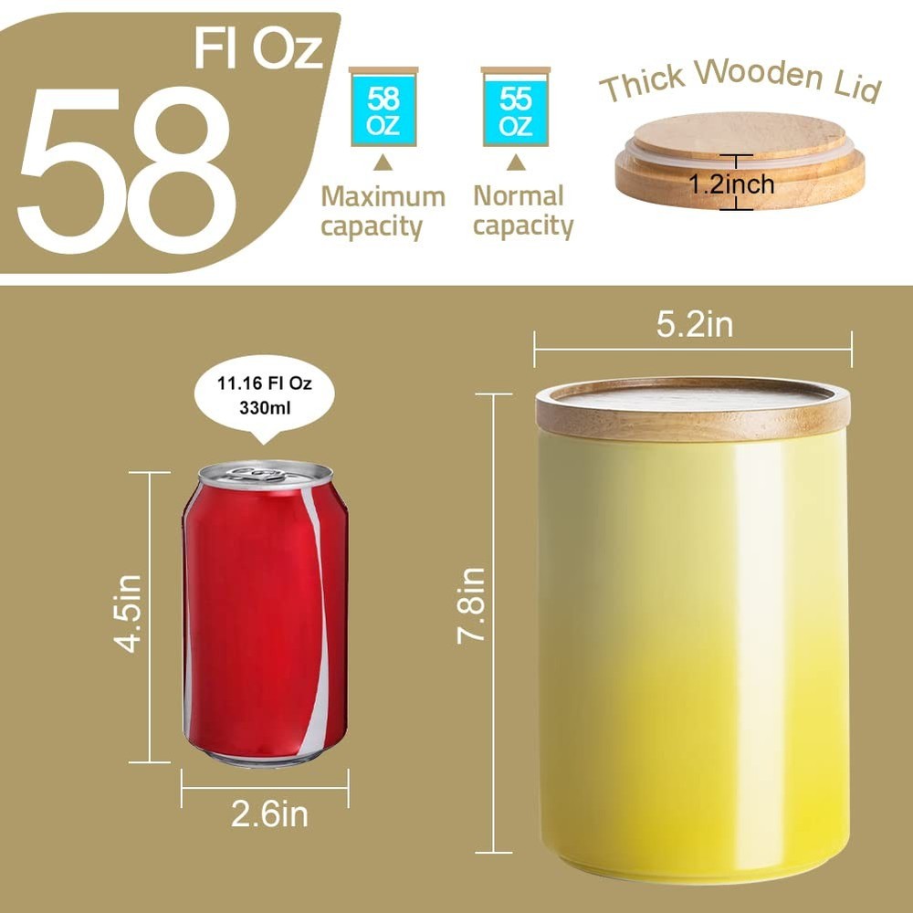 Sweejar Ceramic Food Storage Jar, Stackable Kitchen 58 Fl Oz, Gradient Purple