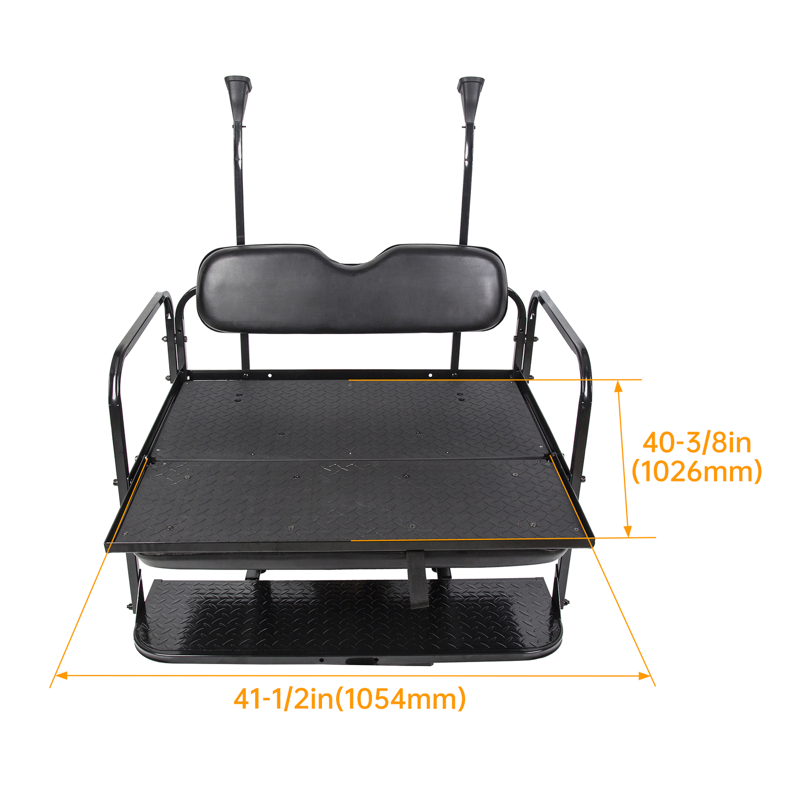 Fit EZGO TXT Golf Cart 1995+ Flip Folding Rear Back Seat with Roof Support Black