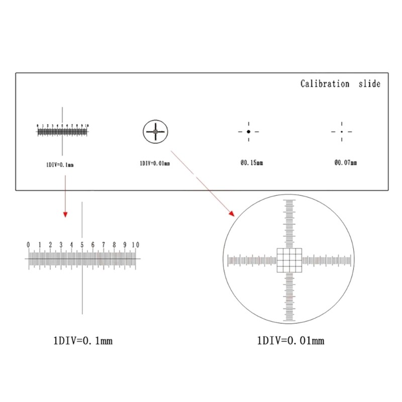 Multifunction Microscope Slides Calibrating Slide Ruler for Electronic Eyepiece