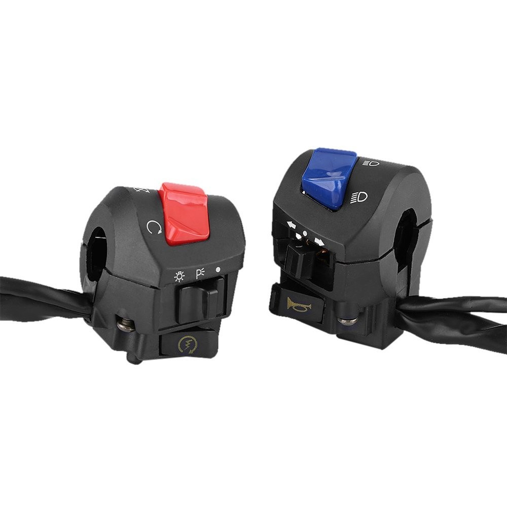 Qiilu 2Pcs Motorcycle Handlebar Switch Set – 7/8 Inch Push Button Black