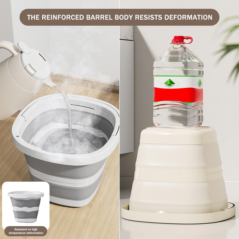 2-Pack Collapsible Buckets (2.6 Gallon/10L) - Foldable Rectangular Design wit...