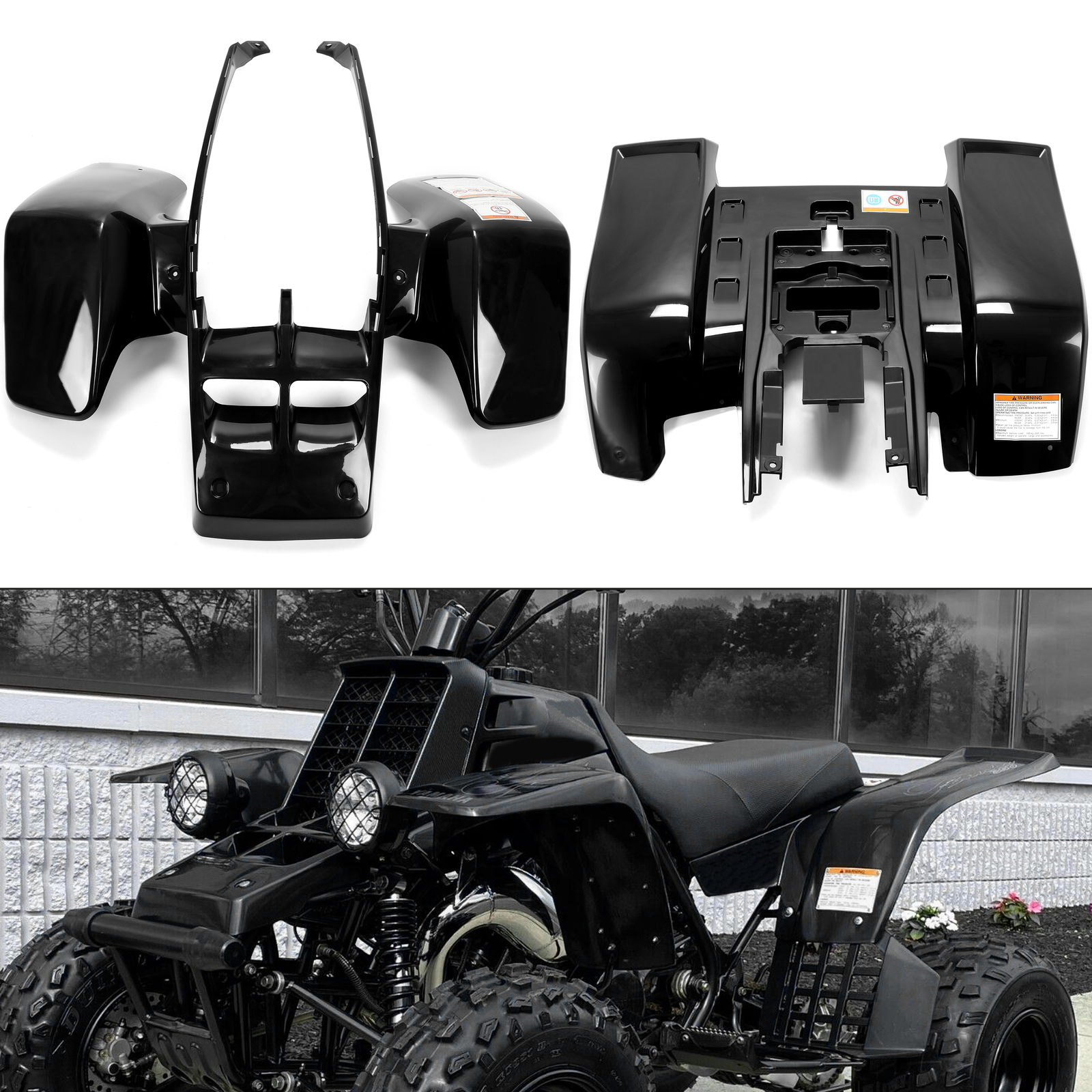 Front + Rear Fenders Plastic Body For 1987-2006 Yamaha Banshee 350 YFZ350 BLACK