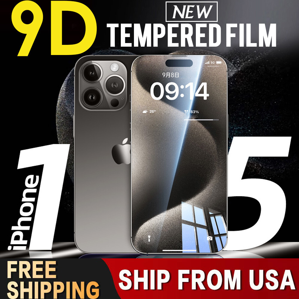 US 9D For iPhone 15 Pro Max Tempered GLASS Screen Protector