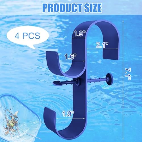PCS Poolside Pool Leaf Skimmer Net Holder Plastic Poolside Pool Pole 4 Blue