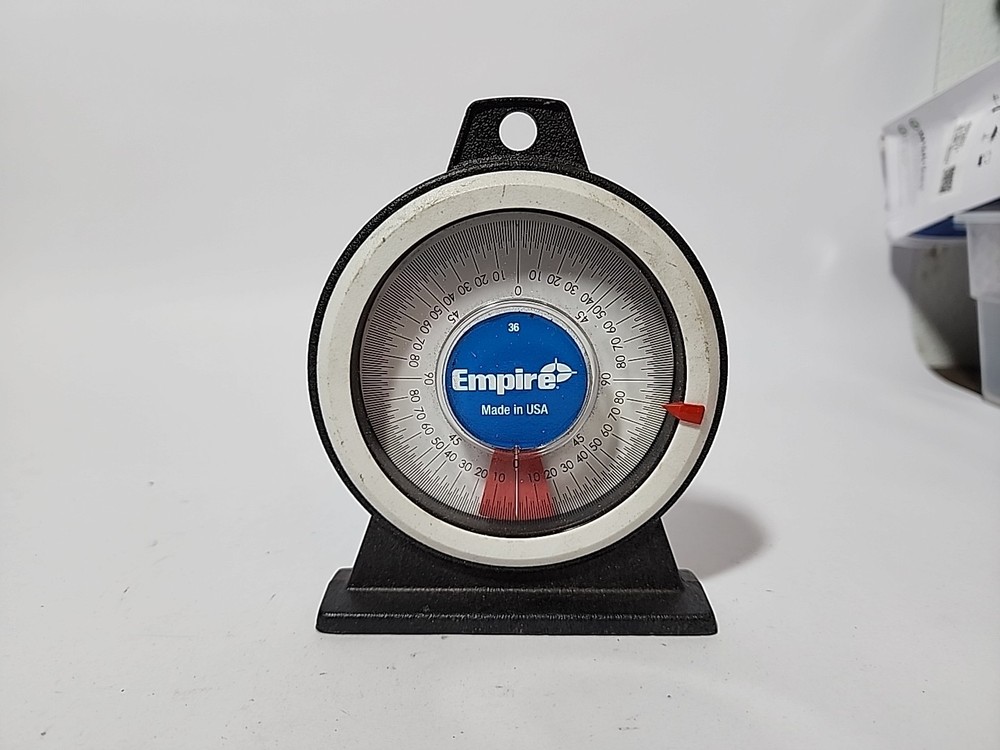 Empire 36 Magnetic Polycast Protractor – 360° Dial, Adjustable Pointer
