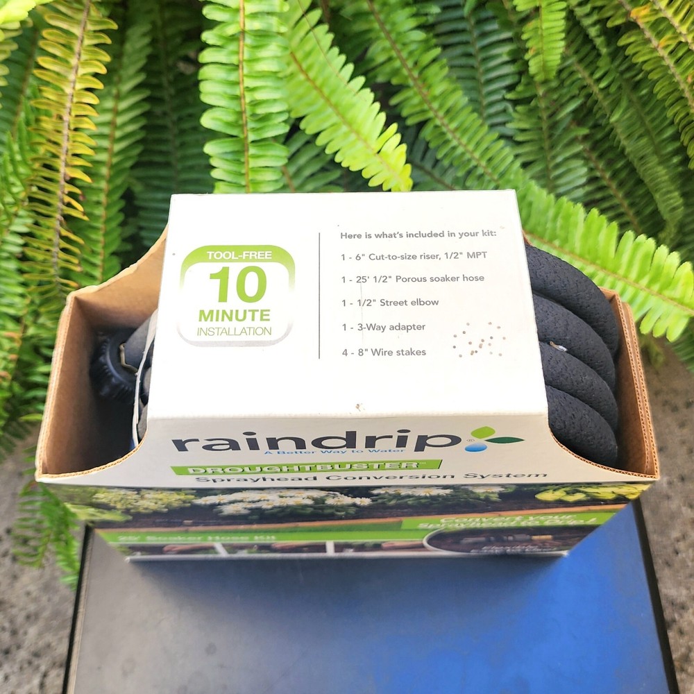 Raindrip 25' Soaker Hose Kit Sprayhead Conversion System Droughtbuster Drip NIB