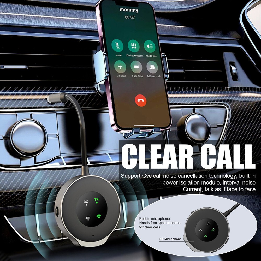 Bluetooth 5.3 Wireless Transmitter Receiver Car FM Aux Audio Adapter 3.5mm Jack