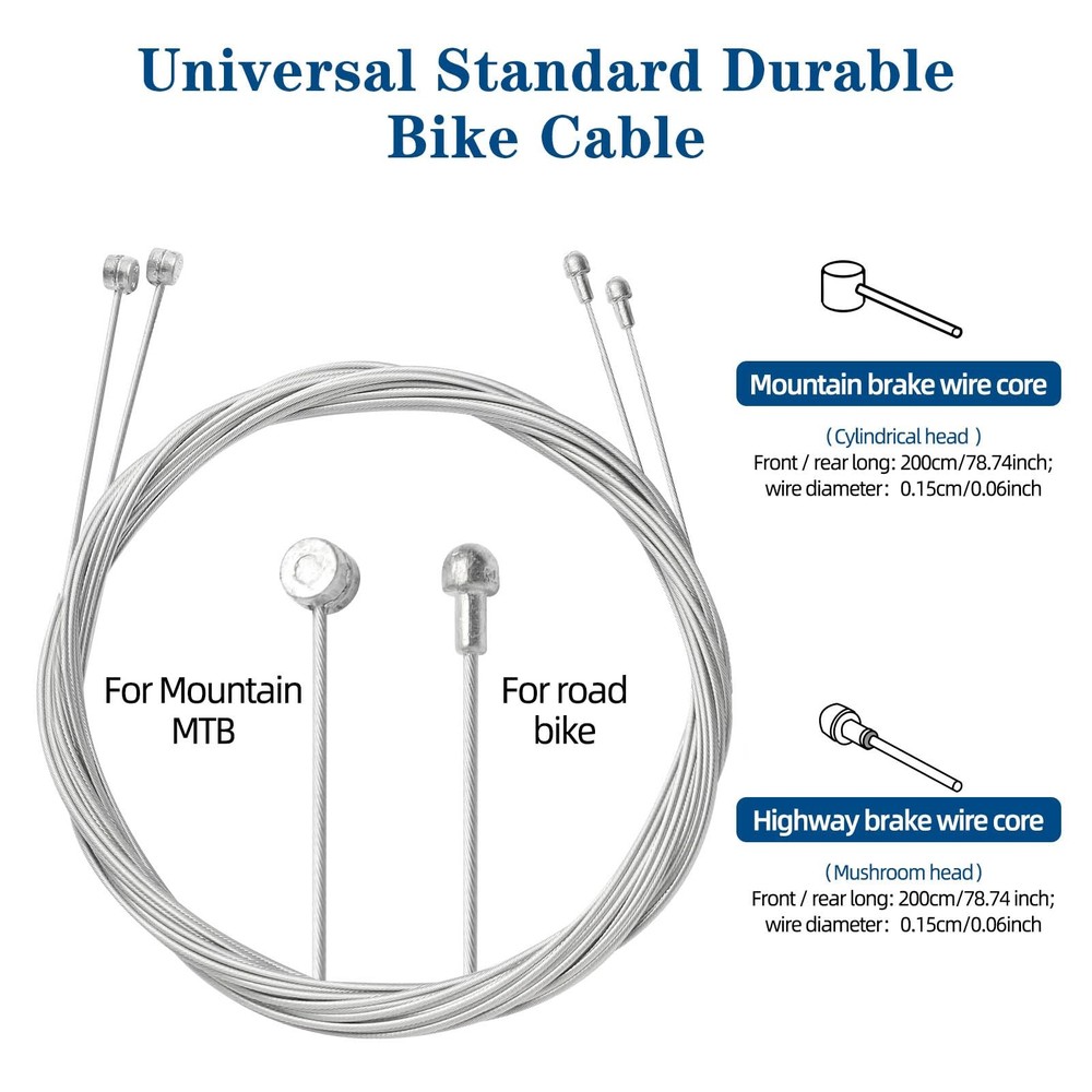4Pcs Universal Bike Brake Cable Set, Standard Bicycle Brake Cable, Replaceable