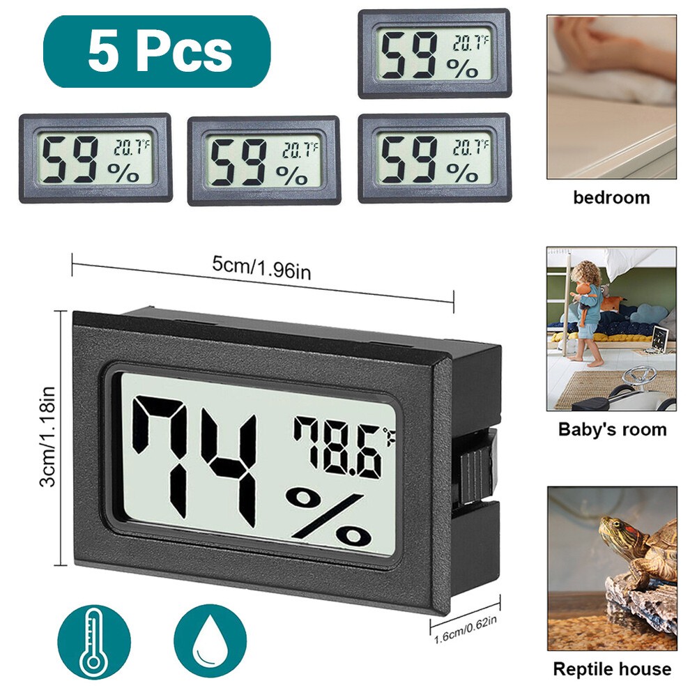 5Pcs Digital LCD Indoor Temperature Humidity Meter Thermometer Hygrometer Tester