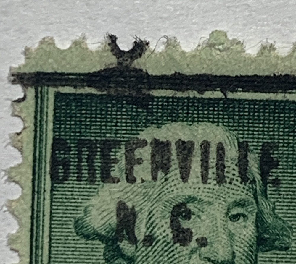 MULTIPLE ERRORS TOP LINE BROKEN LETTERS PRECANCEL STAMP GREENVILLE, N.C.
