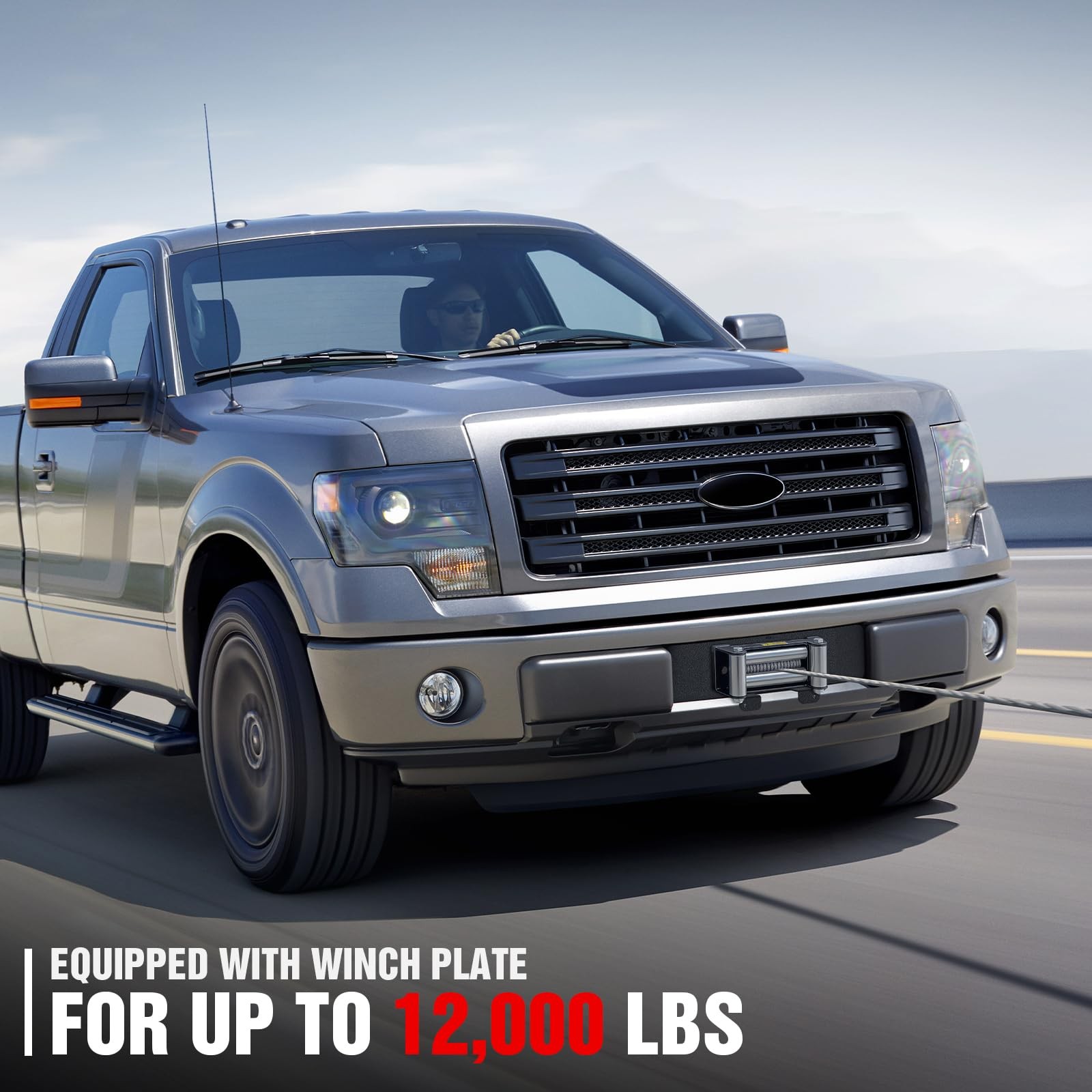 Winch Mount Plate for 2009-2014 F150 10x4.5 Bolt Pattern Steel 12000lb Black